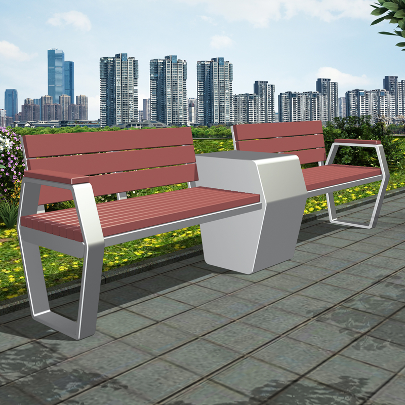 不锈钢塑木公园椅